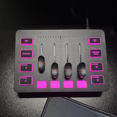 Four-Channel Usb Live Broadcast Audio Mixer Interface, Rgb Backlit Portable Sound Card With Phantom Power And Multi Voice Modulation Effects