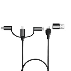 Six-In-One Multi-Format Universal Charging Cord, Dual Input Braided Multi-Tip Charge And Sync Cable With Sliding Interchangeable Connectors