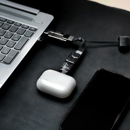 Usb 4 Six-In-1 Multi-Tip Portable Keychain Charge Cable, Rotatable Multi-Format Data And Video Transmission Cord With Display Output Function