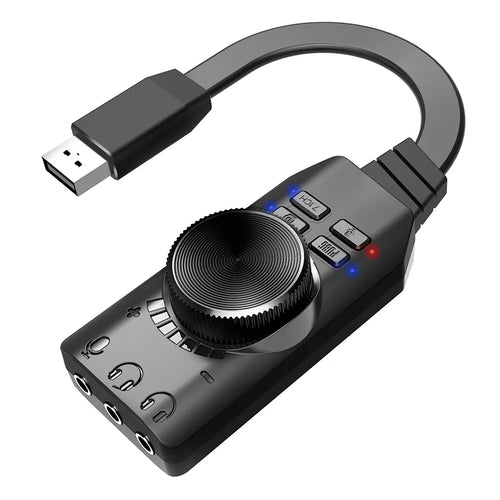 Virtual 7.1 Surround Usb External Gaming Sound Card Adapter, Multi-Jack Plug-And-Play 3.5Mm Audio Converter For Desktop And Notebook Computers