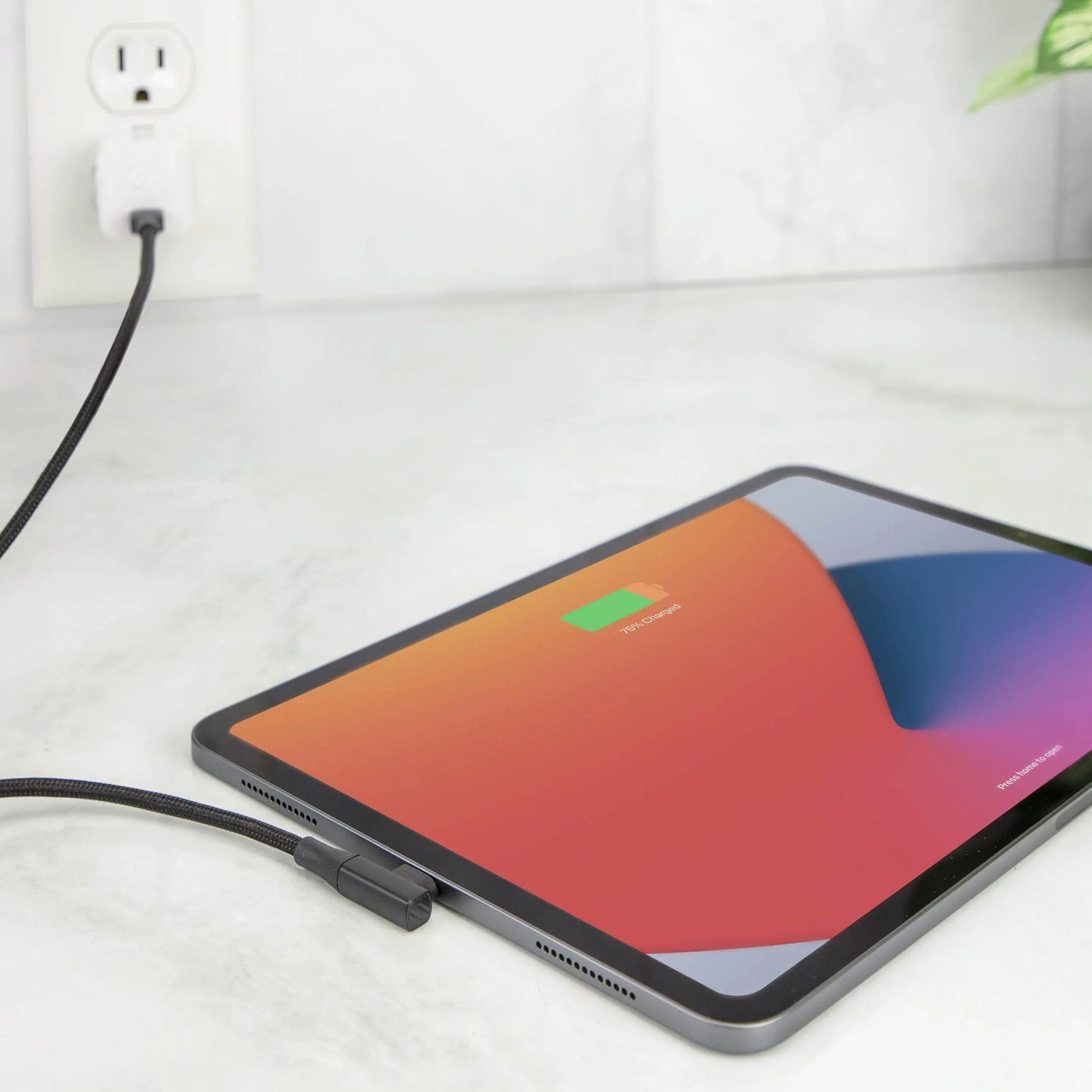 Right-Angle Braided Usb-C To Usb-C Fast Charging & Data Sync Cord, Low-Strain Elbow Connector Cable For Mobile Tablets And Smartphones